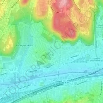 Carte topographique Utby, altitude, relief