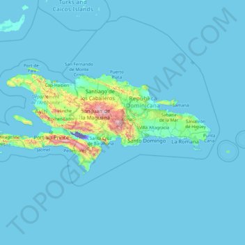 Carte topographique La Hispaniola, altitude, relief