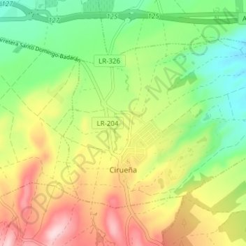 Carte topographique Cirueña, altitude, relief