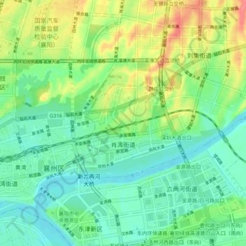 Carte topographique Xiaowan Subdistrict, altitude, relief