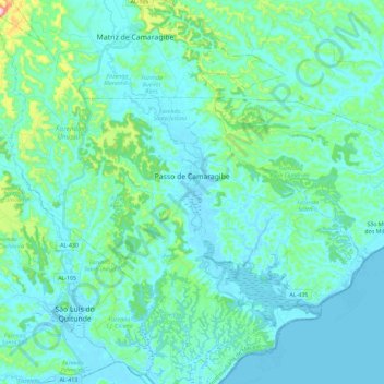 Carte topographique Passo de Camaragibe, altitude, relief