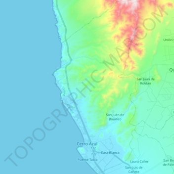 Carte topographique Cerro Azul, altitude, relief