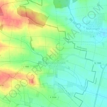 Carte topographique Benzenzimmern, altitude, relief