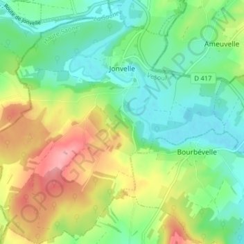 Carte topographique Jonvelle, altitude, relief