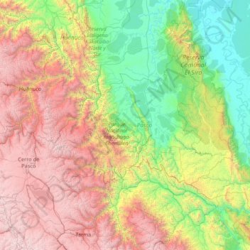 Carte topographique Pasco, altitude, relief