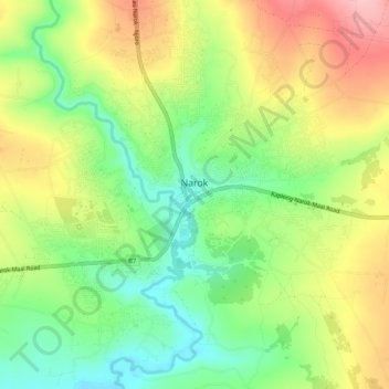 Carte topographique Narok, altitude, relief