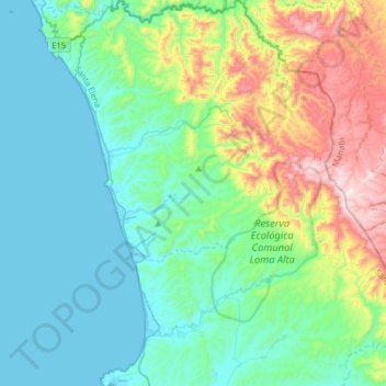 Carte topographique Parroquia Manglaralto, altitude, relief