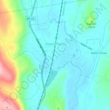 Carte topographique Dover Plains, altitude, relief