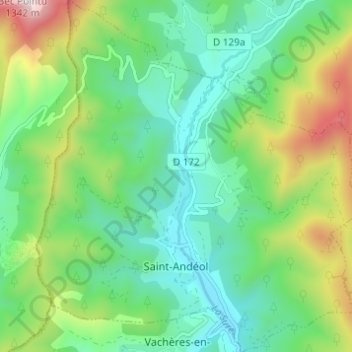 Carte topographique Saint-Andéol, altitude, relief