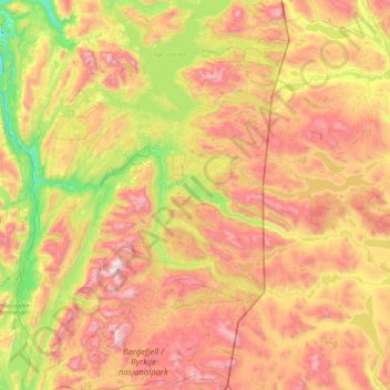 Carte topographique Nordland, altitude, relief