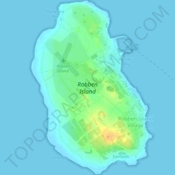 Carte topographique Robben Island, altitude, relief
