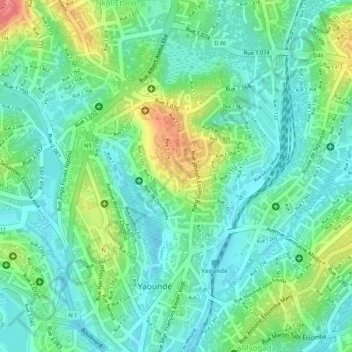 Carte topographique Élig-Éssono, altitude, relief
