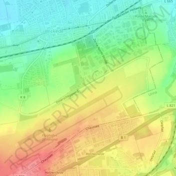 Carte topographique Flughafen, altitude, relief