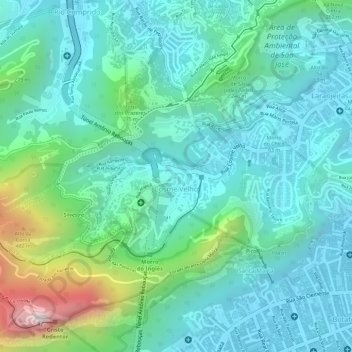 Carte topographique Cosme Velho, altitude, relief
