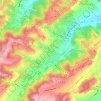 Carte topographique Bazordan, altitude, relief