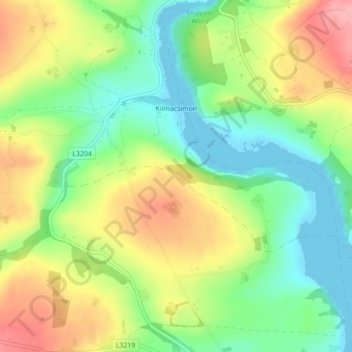 Carte topographique Kilmacsimon, altitude, relief
