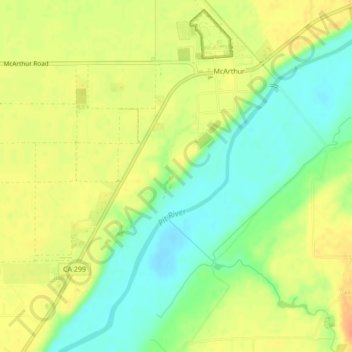 Carte topographique McArthur, altitude, relief