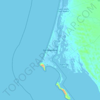 Carte topographique Isla Magdalena, altitude, relief