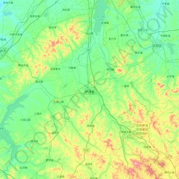 Carte topographique Yitong Manchu Autonomous County, altitude, relief