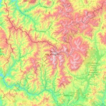 Carte topographique Trinity Alps Wilderness, altitude, relief