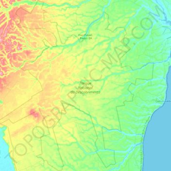 Carte topographique Parque Nacional do Descobrimento, altitude, relief