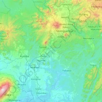 Carte topographique Moungo, altitude, relief