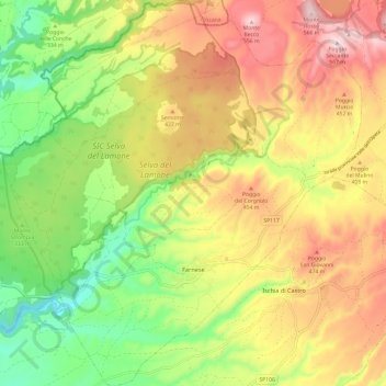 Carte topographique Farnese, altitude, relief