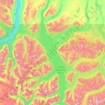 Carte topographique Chilko Lake, altitude, relief