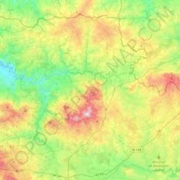 Carte topographique Boussac, altitude, relief