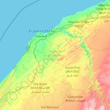 Carte topographique Province d'El Jadida, altitude, relief