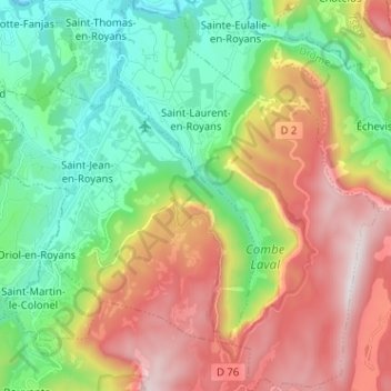 Carte topographique Saint-Laurent-en-Royans, altitude, relief