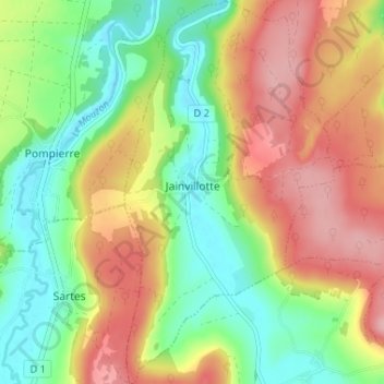 Carte topographique Jainvillotte, altitude, relief