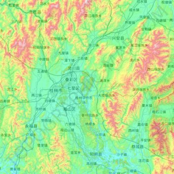 Carte topographique Li River, altitude, relief