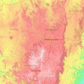 Carte topographique Province d’Antananarivo, altitude, relief