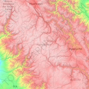 Carte topographique Huancavelica, altitude, relief
