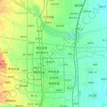 Carte topographique Qiaodong Subdistrict, altitude, relief