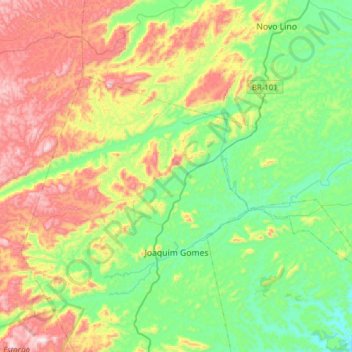 Carte topographique Joaquim Gomes, altitude, relief