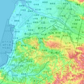 Carte topographique 新竹市, altitude, relief