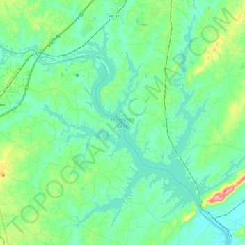 Carte topographique High Rock Lake, altitude, relief