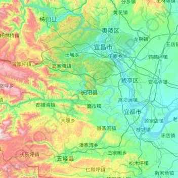 Carte topographique Xian autonome tujia de Changyang, altitude, relief