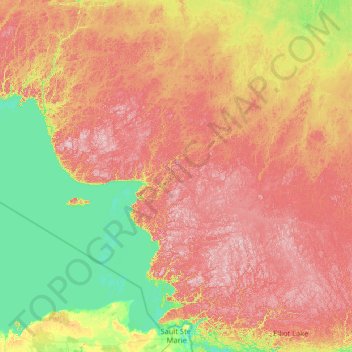 Carte topographique Unorganized North Algoma, altitude, relief