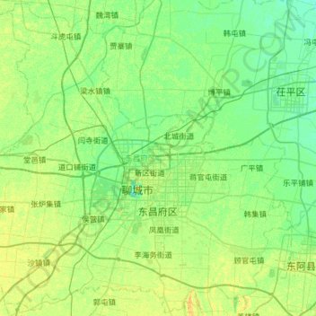 Carte topographique Dongchangfu District, altitude, relief