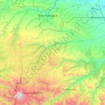 Carte topographique Raïon de Zol, altitude, relief