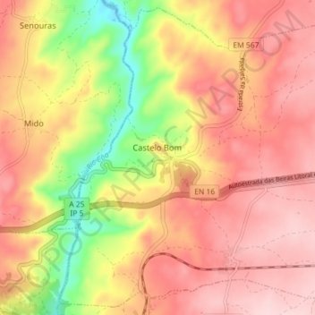 Carte topographique Castelo Bom, altitude, relief