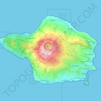 Carte topographique Île de Faial, altitude, relief