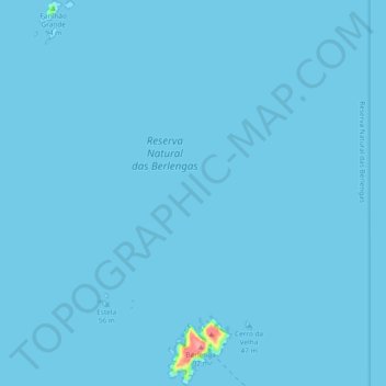 Carte topographique Arquipélago das Berlengas, altitude, relief