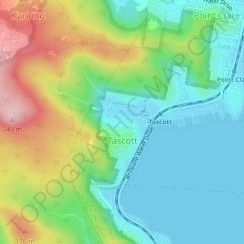 Carte topographique Tascott, altitude, relief