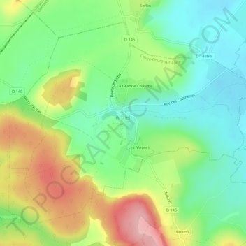 Carte topographique Arthel, altitude, relief