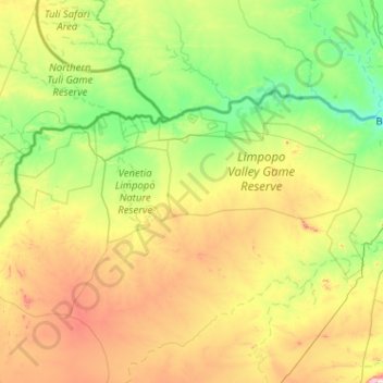 Carte topographique Mapungubwe Cultural Landscape, altitude, relief