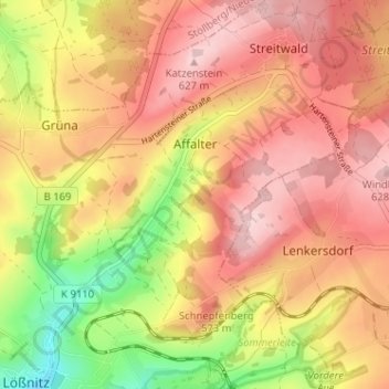 Carte topographique Affalter, altitude, relief